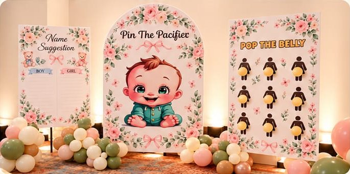 Baby shower games setup